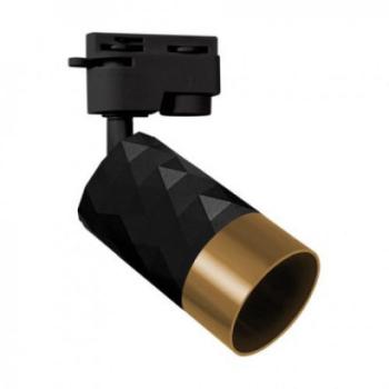 Sínes LED lámpa , track light , 1 fázisú , 2 pólusú , GU10 foglalat , fekete /arany , STRÜHM , MATA kép