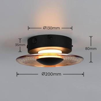 Sirena LED fali lámpa, fekete/borostyánszínű, Ø 20 cm, üveg, CCT kép