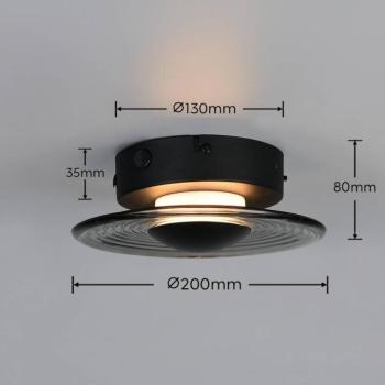 Sirena LED fali lámpa, fekete/füstös szürke, Ø 20 cm, üveg, CCT kép