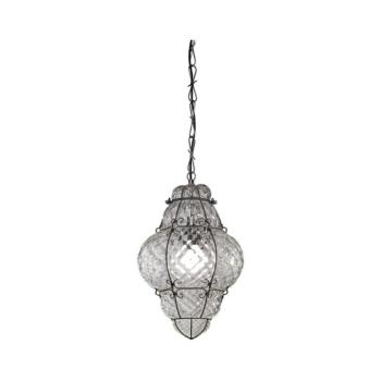 SIRU - Csillár láncon CLASSIC 1xE27/60W/230V átm. 30 cm átlátszó/fekete Velencei üveg MS101-040CRB kép