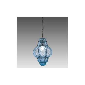 SIRU- Csillár láncon CLASSIC 1xE27/60W/230V átm. 30 cm kék/fekete Velencei üveg MS101-040AMB kép