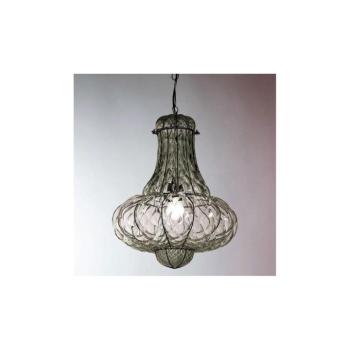 SIRU - Csillár láncon DOGE 1xE27/60W/230V átm. 30 cm átlátszó/fekete Velencei üveg MS118-035CRB kép