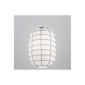 SIRU - Csillár zsinóron LANTERNA 1xE27/60W/230V átm. 32 cm fekete/fehér Velencei üveg MS438-030BLL kép