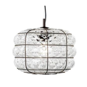 SIRU - Csillár zsinóron TERRA 1xE27/60W/230V fekete/átlátszó Velencei üveg RS420-025CRB kép