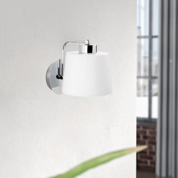 Skandináv stílusú fali lámpa, fém ház, üvegkupakkal, 18 cm átmérő, 19 cm magasság | E27 aljzat, max 40W | Elegáns ezüst kivitel, tökéletes modern lakberendezéshez és környezeti világításhoz kép