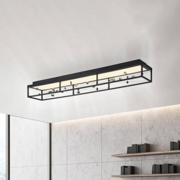 SKINA LED mennyezeti lámpa, fekete, 112 cm, CCT, dimmelhető, távirányítóval kép
