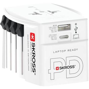 SKROSS MUV USB világutazó hálózati csatlakozó átalakító, PD (USB A, USB C), 45W + USB-C kábel kép