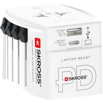 SKROSS MUV USB világutazó hálózati csatlakozó átalakító, PD (USB A, USB C), 65W + USB-C kábel kép