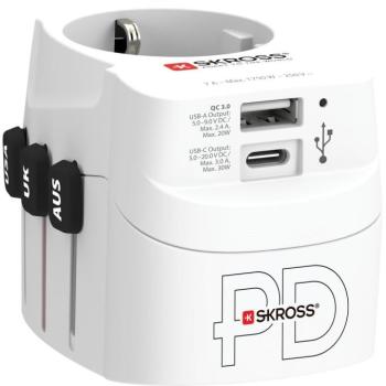 SKROSS PRO Light USB AC30PD, világutazó hálózati csatlakozó átalakító, földelt PD(gyorstöltés) kép
