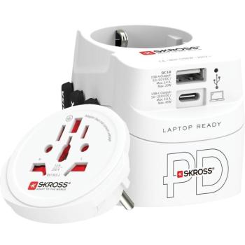 SKROSS PRO Light világutazó hálózati csatlakozó (USB-C,USB-A), PD, 45W + USB-C kábel kép