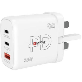 SKROSS USB A+C Power charger 65W GaN UK, Power Delivery, Type G kép