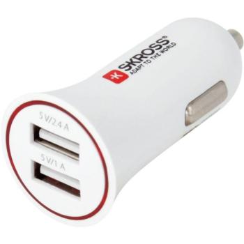 SKROSS USB töltő, autós, szivargyújtó (2x USB-A, 1A/2,4A) kép