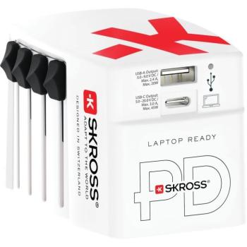SKROSS World USB világutazó átalakító adapter, PD, (USB-C,USB-A) 45W, + USB-C kábel kép