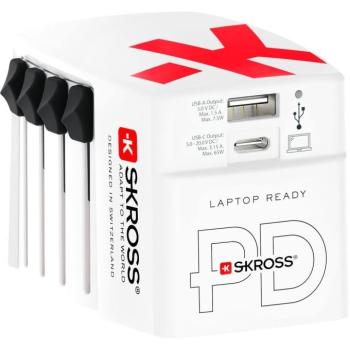 SKROSS World USB világutazó átalakító adapter, PD, (USB-C,USB-A) 65W, + USB-C kábel kép