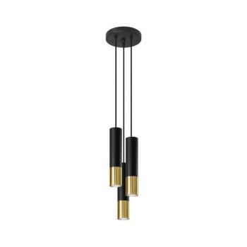 SL.0955 - Csillár zsinóron LOOPEZ 3xGU10/10W/230V kerek fekete/arany SL.0955 kép