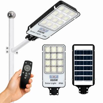 SL-88895 napelemes LED utcai lámpa 800W – IP66 kültéri mozgásérzékelős udvari világítás távirányítóval (BBD) kép