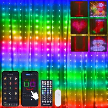 Smart fényfüggöny – 100-240V – 400 db RGBIC LED – 2 x 2 m – Wi-Fi, Bluetooth kép