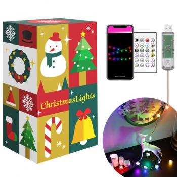 Smart fényfüzér – hópehely – USB – 20 db RGBIC LED – 2 m – bluetooth kép