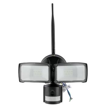 SMART LED reflektor WIFI szenzoros kamerával, 18w, 6000K, hideg fehér, 600lm, 180°, fekete, CRI>70, V-TAC, 5917
