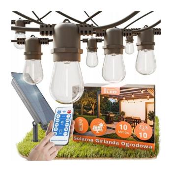 SmartLED LED dimmelhető napelemes dekorációs fényfüzér 10xE27/3V USB 2400 mAh 10,62 m IP65 fekete + távirányító 4553 kép