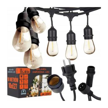 SmartLED LED kültéri dekorációs füzér 10xE27/1W/230V 10,94 m IP44 fekete 4532 kép