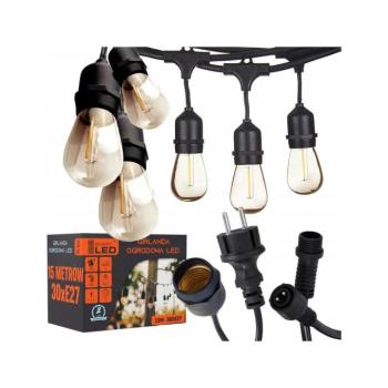 SmartLED LED kültéri dekorációs füzér 15xE27/1W/230V 15,94 m IP44 fekete 4534 kép