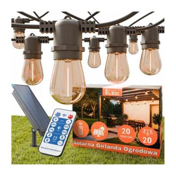 SmartLED LED Stm napelemes díszfényfüzér 20xE27/3V USB 2400 mAh 20,62 m IP65 fekete + távirányító 4554 kép