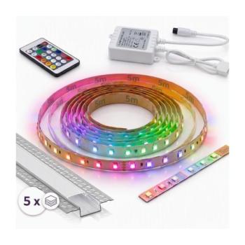 SmartLED SZETT 1x LED RGBW szalag DIGITAL LED/16,5W/230V 5 m + 5x beépíthető profil 1 m + távirányító 5xSD0106+1xW4305 kép