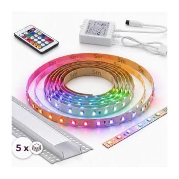 SmartLED SZETT 1x LED RGBW szalag DIGITAL LED/16,5W/230V 5 m + 5x beépíthető profil 1 m + távirányító 5xSD0107+1xW4305 kép