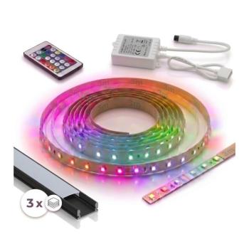 SmartLED SZETT 1x LED RGBW szalag DIGITÁLIS LED/9,6W/230V 3 m + 3x beépíthető profil 1 m + távirányító 3xSD0029+1xW4306 kép