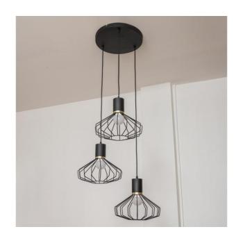 SOLANO kábeles csillár 3xE27/15W/230V fekete/arany W-KD 1335/3 BK+GO+MAT kép
