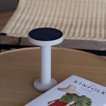 Solar-LED asztali világítás Cairo, bézs, műanyag, IP44, 21 cm kép
