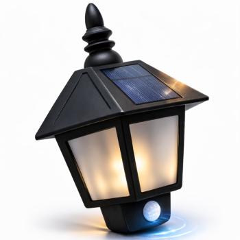SolarGlow napelemes LED kültéri fali lámpa mozgásérzékelővel – vízálló kerti lámpa meleg fehér fénnyel, vintage hatszög dizájn (BBV) kép