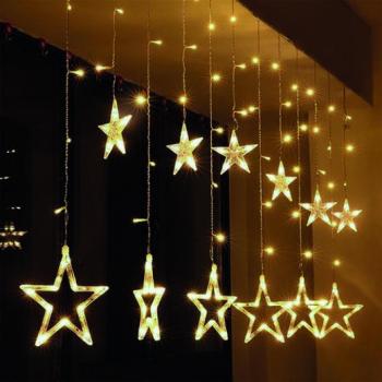 Solight Csillagok LED kültéri karácsonyi fényfüzér, szélesség 3 m, 123 LED, IP44, 3x AA, meleg fehér kép