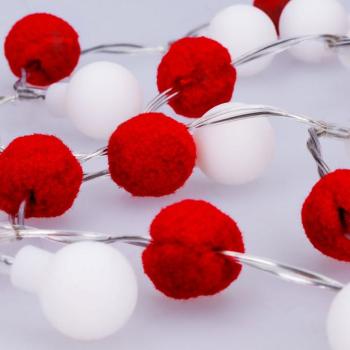 Solight LED karácsonyi fényfüzér, piros-fehér, 20×LED, 1,5 m kép