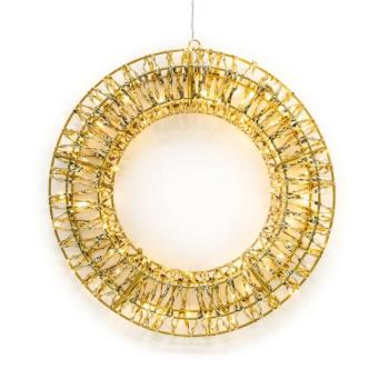 Solight LED karácsonyi koszorú 3D, 150 LED, 50cm, IP44, meleg fehér, időzítő kép