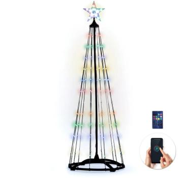 Solight okos karácsonyfa, 150 LED, 1,5m, IP44, RGB, távirányító + BT alkalmazás kép