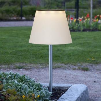 Solini LED napelemes földi tüskés lámpa, fehér/ezüst, magasság 90 cm kép