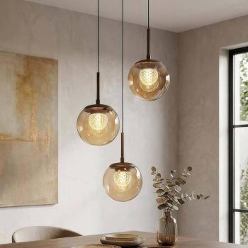 Solis LED lógó lámpa, 3 izzós, kerek, bronz, üveg, 2 700 K kép