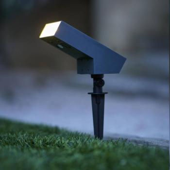 Soltek LED földi tüskés spotlámpa, napelemes, antracit színű, hossza 13 cm