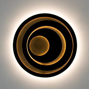 SOLVANE LED fali világítás, fekete/arany, Ø 80 cm, fém, dimmelhető fényerő kép