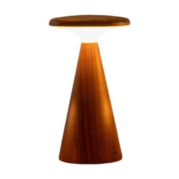Sötét natúr színű LED asztali lámpa fa búrával (magasság 14 cm) Sylva – Gingko kép