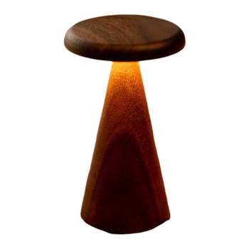 Sötét natúr színű LED asztali lámpa fa búrával (magasság 21 cm) Sylva – Gingko kép