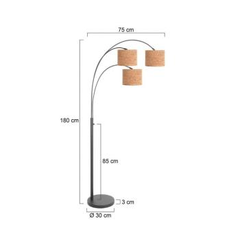 Sparkled Light álló lámpa, fekete/barna, 180 cm, parafa, 3 izzós. kép