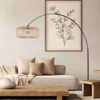 Sparkled Light íves álló világítás, fekete/természetes bambusz, 240 cm kép