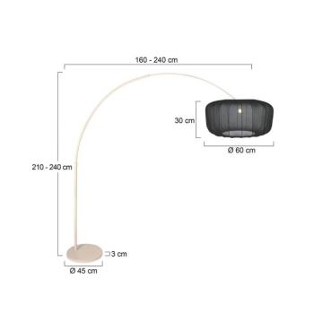 Sparkled Light íves álló világítás, krém színű/fekete nylon, 240 cm kép