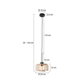 Sparkled Light lógó világítás, fekete/természetes bambusz, Ø 20 cm kép