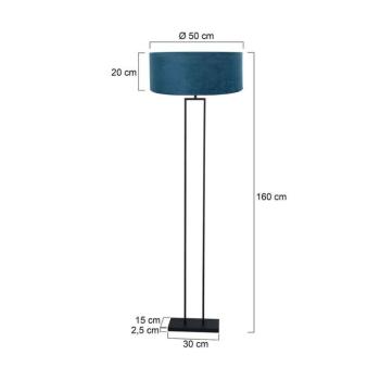 Stang álló lámpa, fekete/kék velúr, magasság 160 cm, E27 kép
