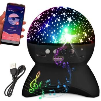 Star projektor éjszakai fény csillag led hangszóró bluetooth usb projektor fekete kép