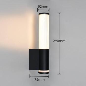 Stefano LED fali lámpa, matt fekete, magasság 29 cm, fém, IP44
